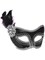 Adult's Silver Black Sequin Venetian Carnival Eye Mask with Feather Plume
